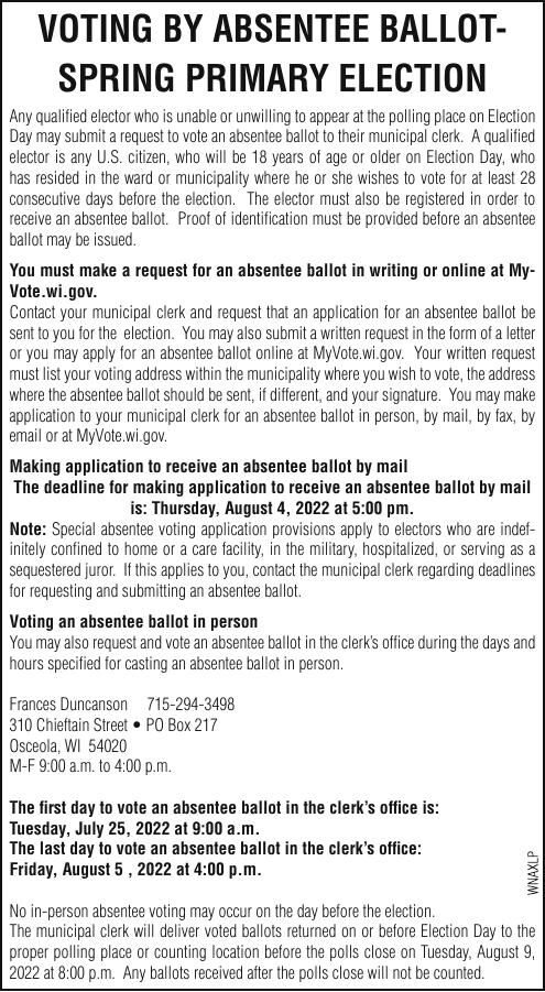VOTING BY ABSENTEE BALLOTSPRING PRIMARY ELECTION