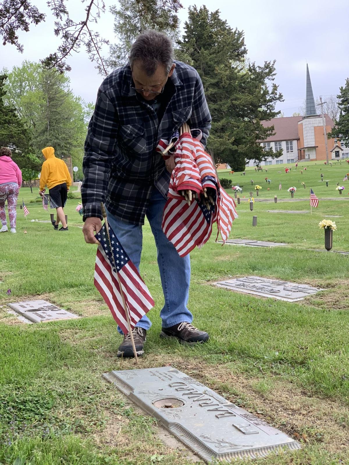 American Legion Veterans and volunteers prepare for Memorial Day