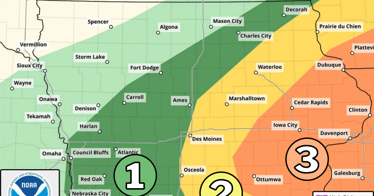 Severe weather threat covers southcentral Iowa Thursday and Friday