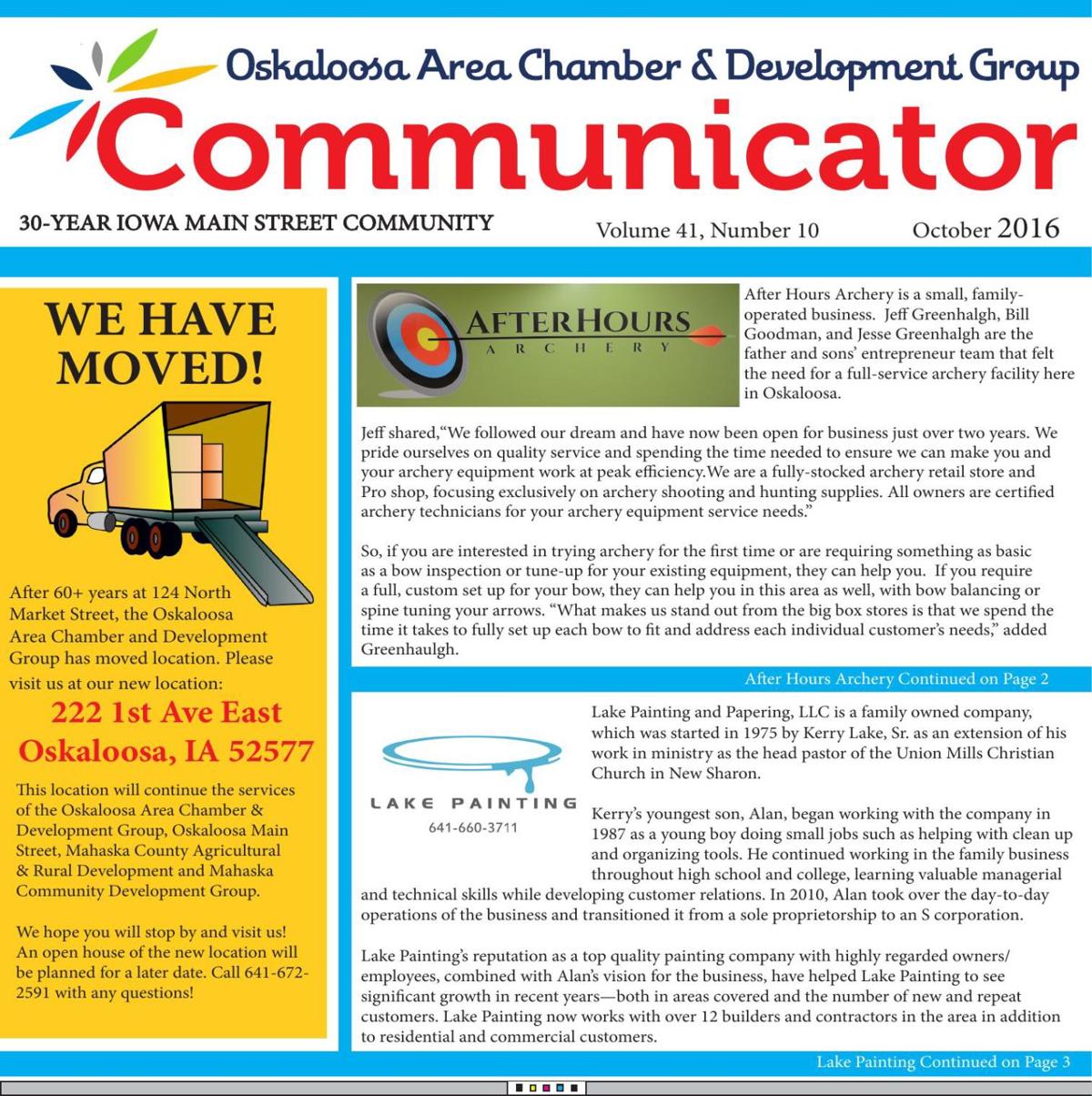 Chamber Communicator October 2016 Oskaloosa Com