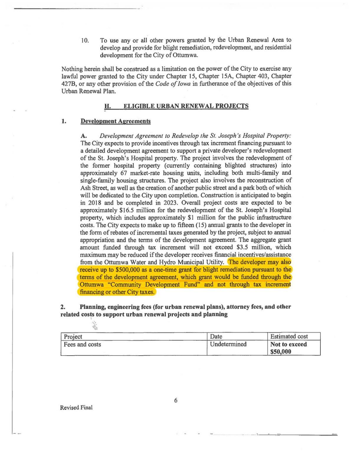 Urban Renewal Agreement Pdf Ottumwacourier Com