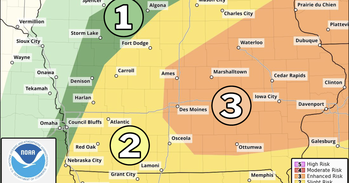 Severe storms possible Tuesday across south-central Iowa ...