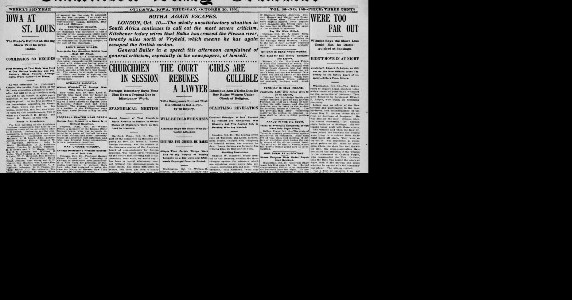 Ottumwa newspapers now available online from 18492014 News