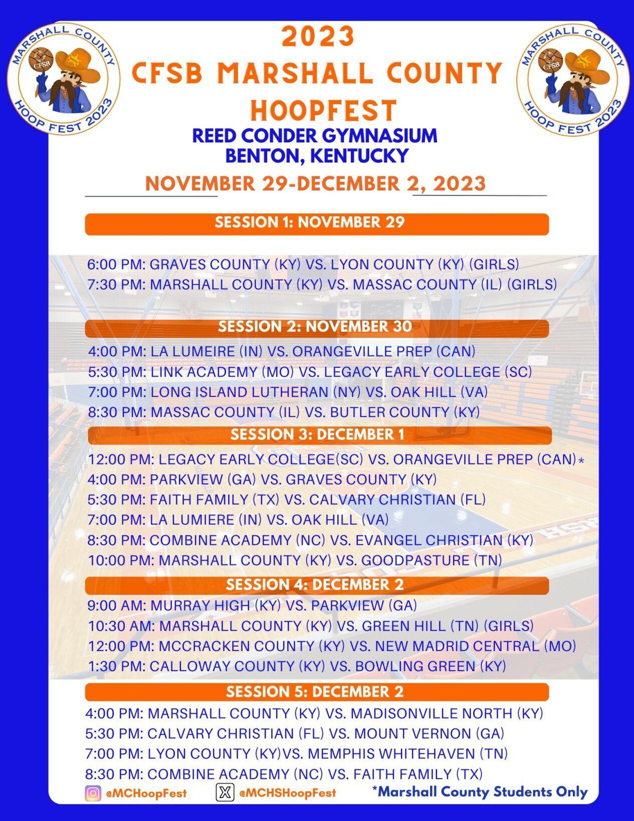 Marshall County Hoopfest announces talentfilled schedule Sports