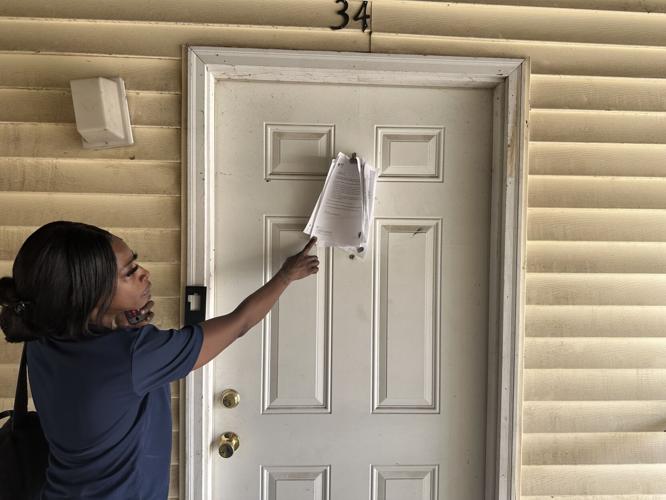 Larkin pointing at notices