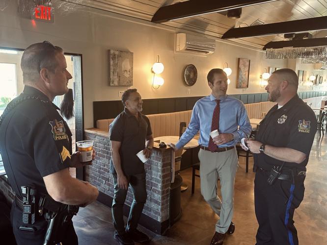coffee w a cop, door greeting