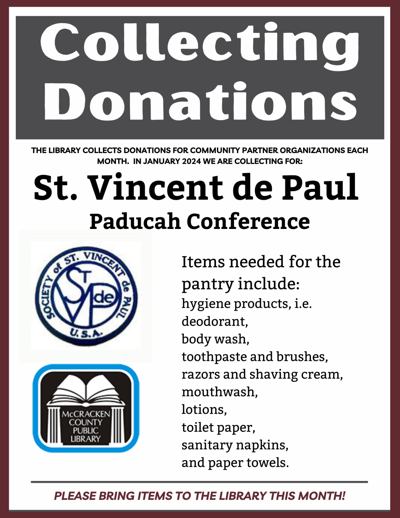 Library collecting donations for St. Vincent de Paul all January | News