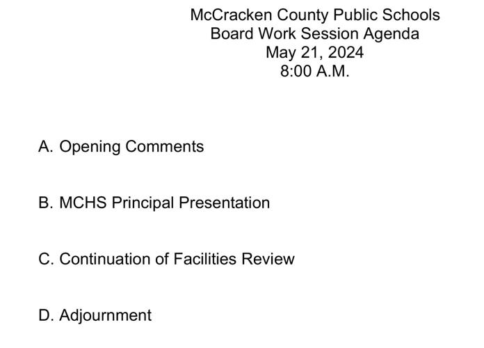 McCracken County School Board to meet Tuesday News