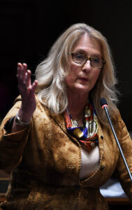 FRANKFORT, Feb. 16 -- Sen. Robin Webb, D-Grayson, expresses her concerns with Senate Bill 150 on the Senate Floor.