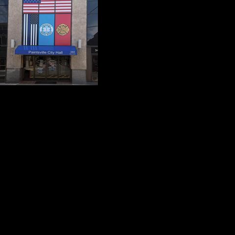 Paintsville City Hall updates front windows with flag design