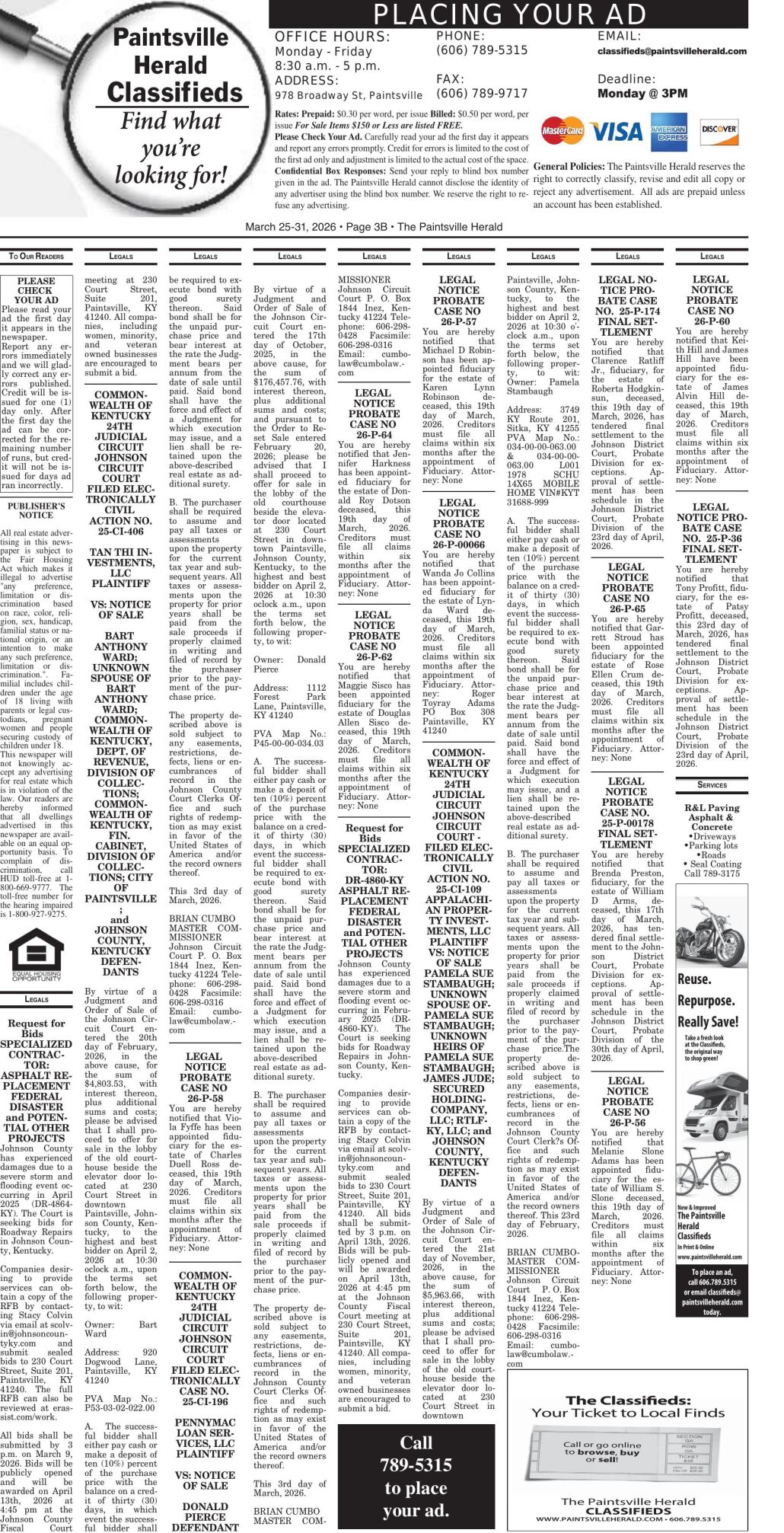 Classifieds 3-25-26 | Classifieds New | paintsvilleherald.com