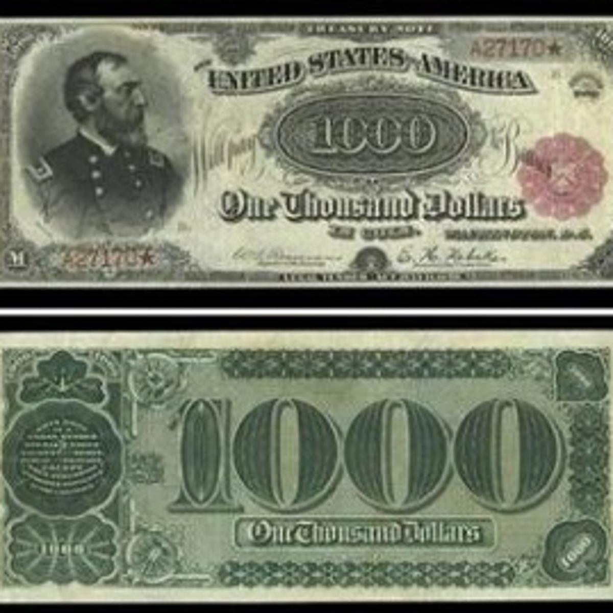 как выглядит купюра в 1000 долларов сша