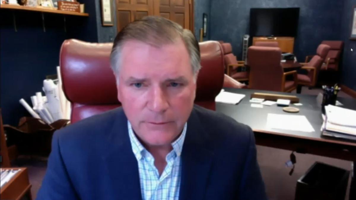 Illinois Senate Minority Leader Bill Brady, R-Bloomington, speaks during a video conference Monday in a call to remove the graduated income tax constitutional amendment from the November ballot.