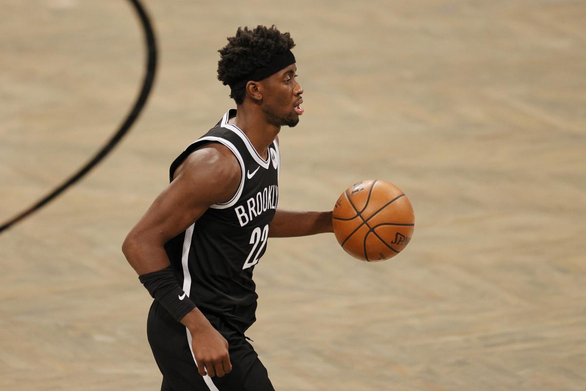 The Brooklyn Nets' Caris LeVert moves the ball during the second half against the Atlanta Hawks at Barclays Center in New York on January 1, 2021.