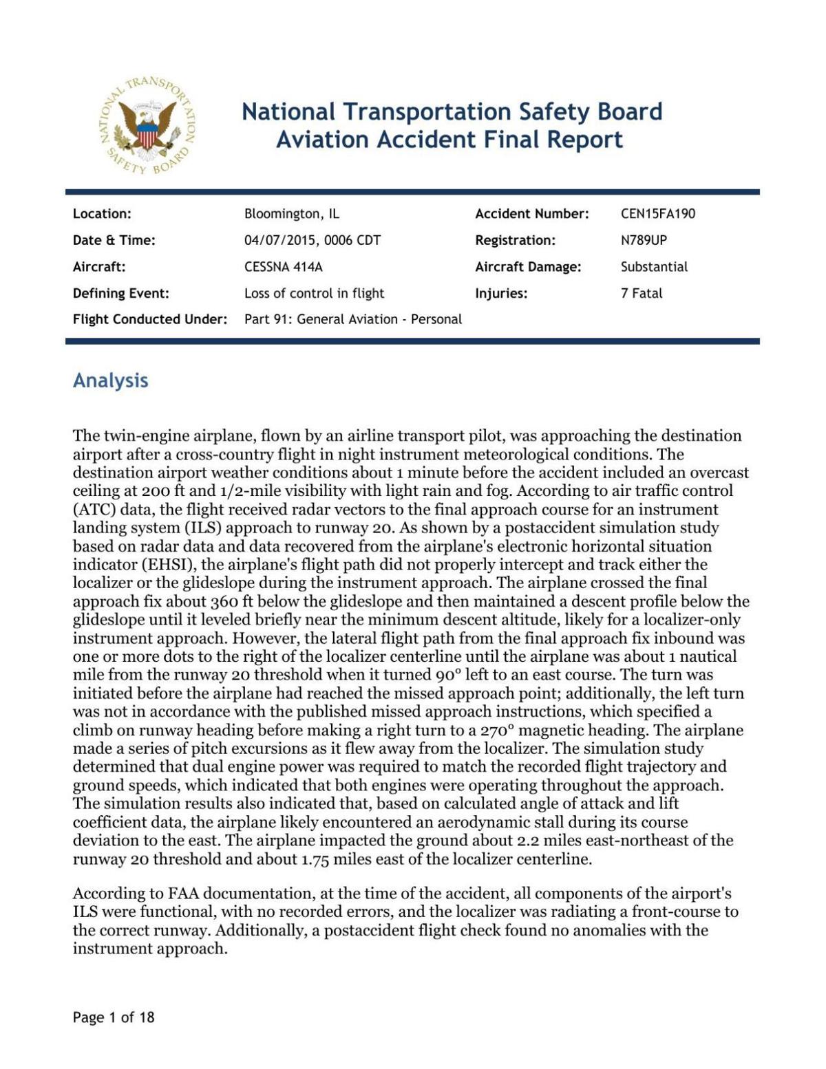 Ntsb Final Report On 4715 Plane Crash