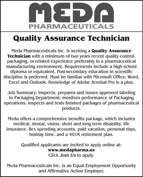 Quality Assurance Technician Meda Pharmaceuticals Pantagraph Com