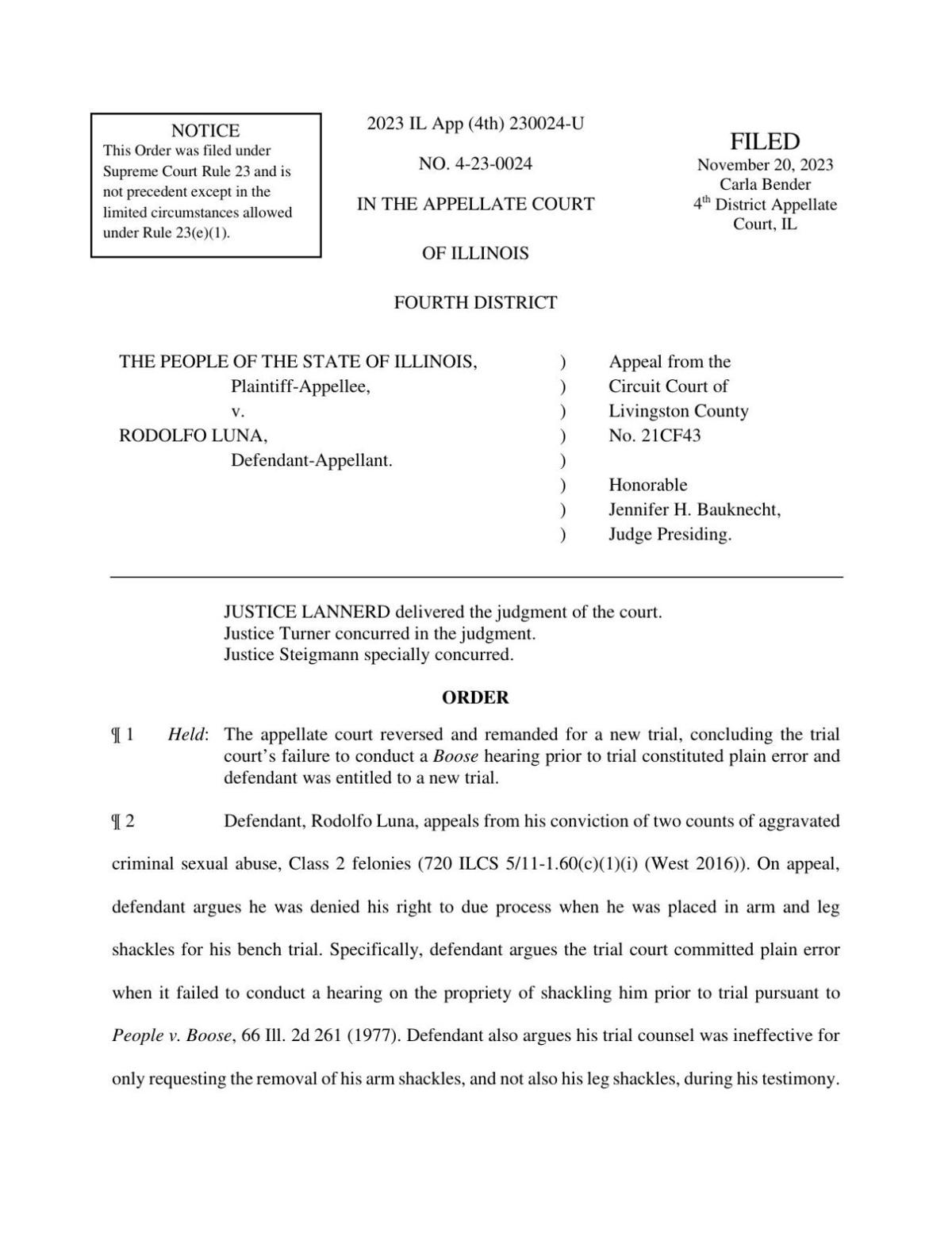 Livingston County man entitled to new trial after being wrongly