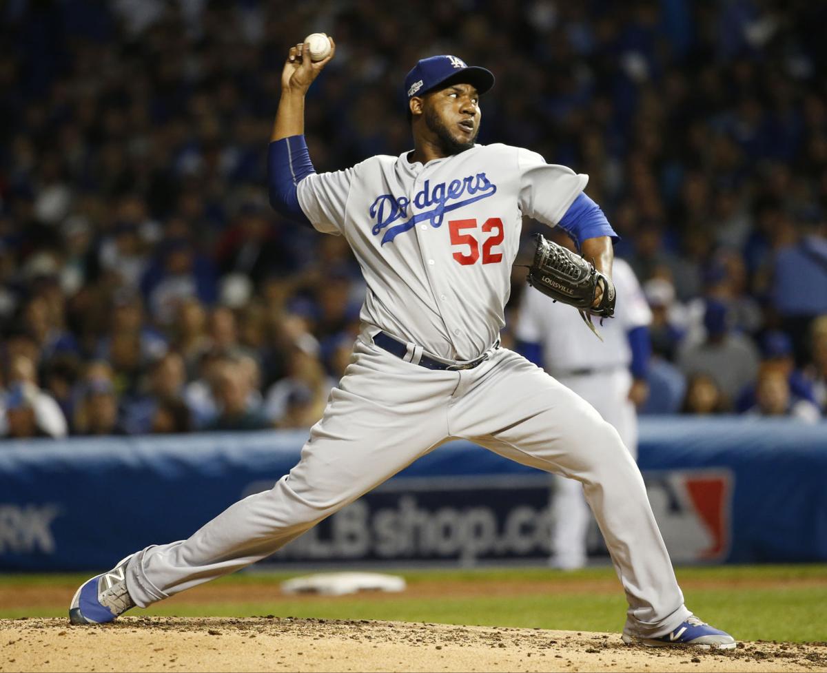 Photo: Dodgers pitcher Pedro Baez delivers against Cubs at Wrigley Field in  Chicago - CHI2019042525 