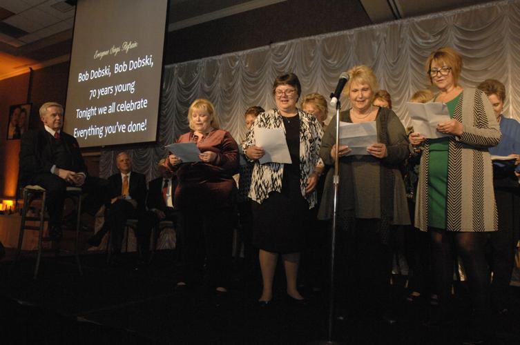 Bob Dobski being serenaded by Cindy Myers,Thresa Schmitt, Karen DeAngelis, Jan Francois