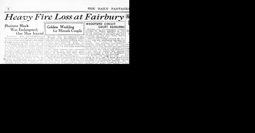 100 years ago: Heavy fire destroys Fairbury businesses - Vimarsana News