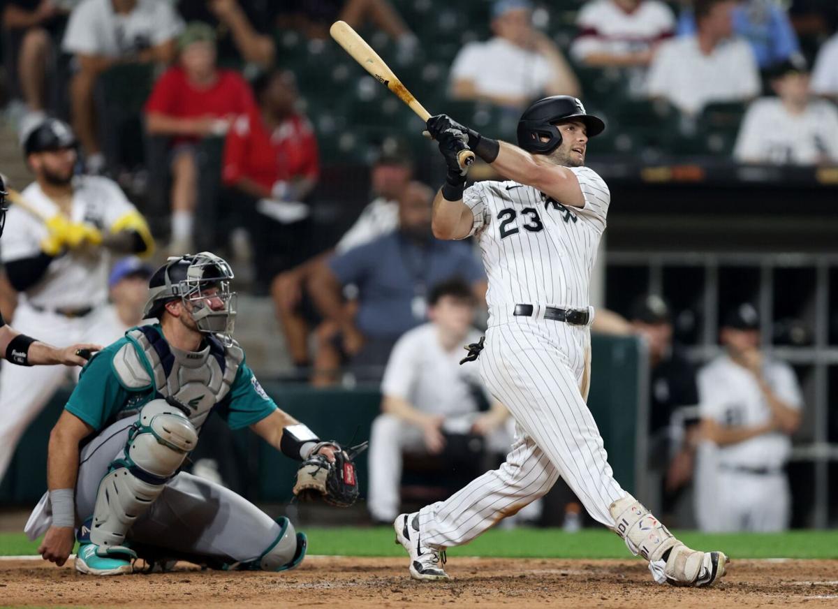 Chicago White Sox Andrew Benintendi gets ready to bat against the Minnesota  Twins during the fifth