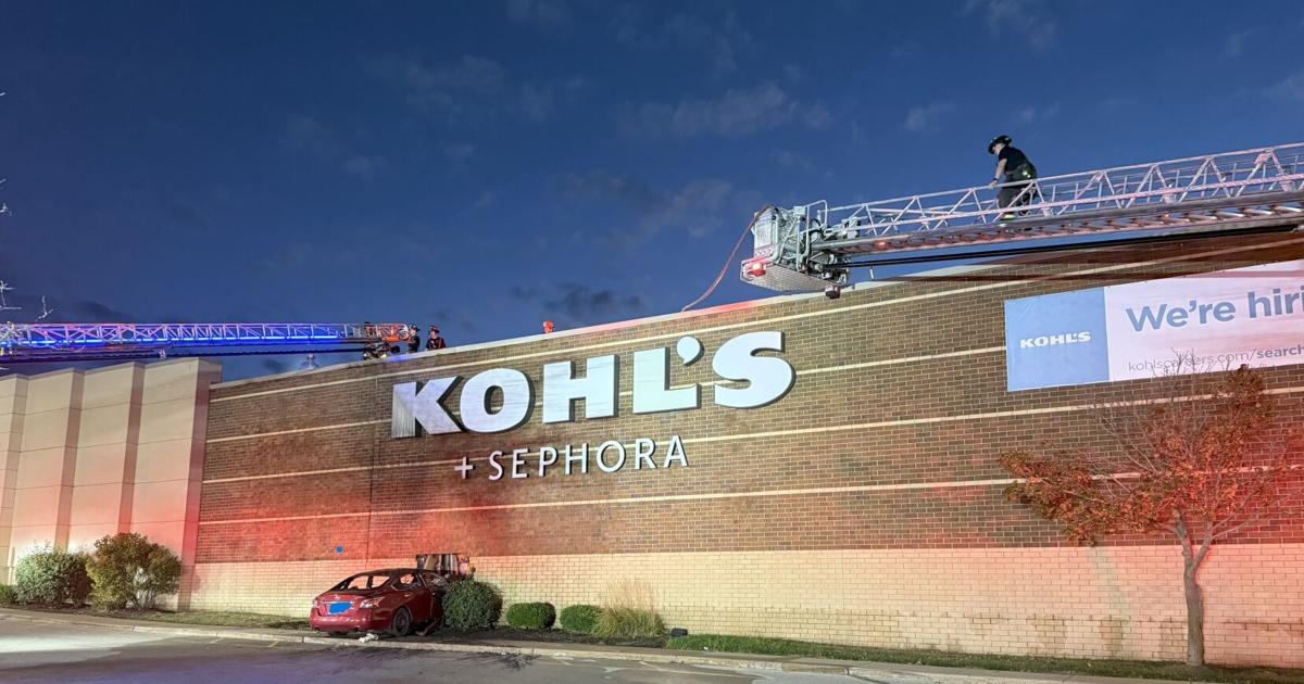 Bloomington firefighters work to put out fire at Eastland Mall after car crashed into building