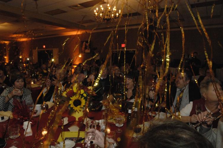 Crowd with streamers