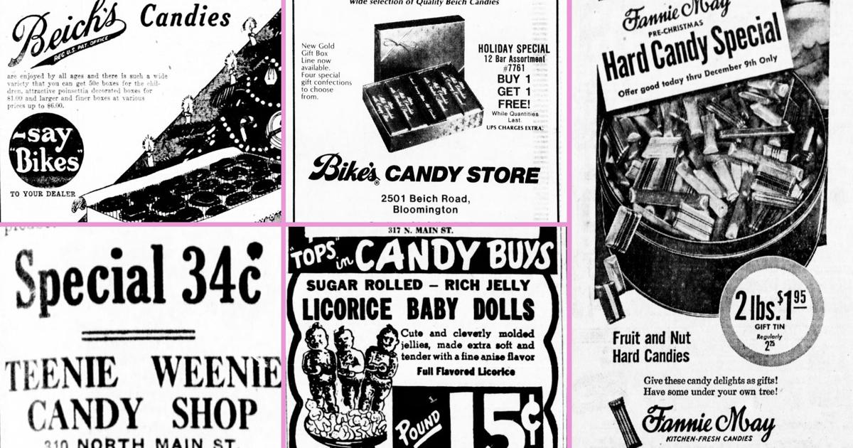 Pay Less Adds From Pease's to Payless Drugs, vintage candy ads through the years