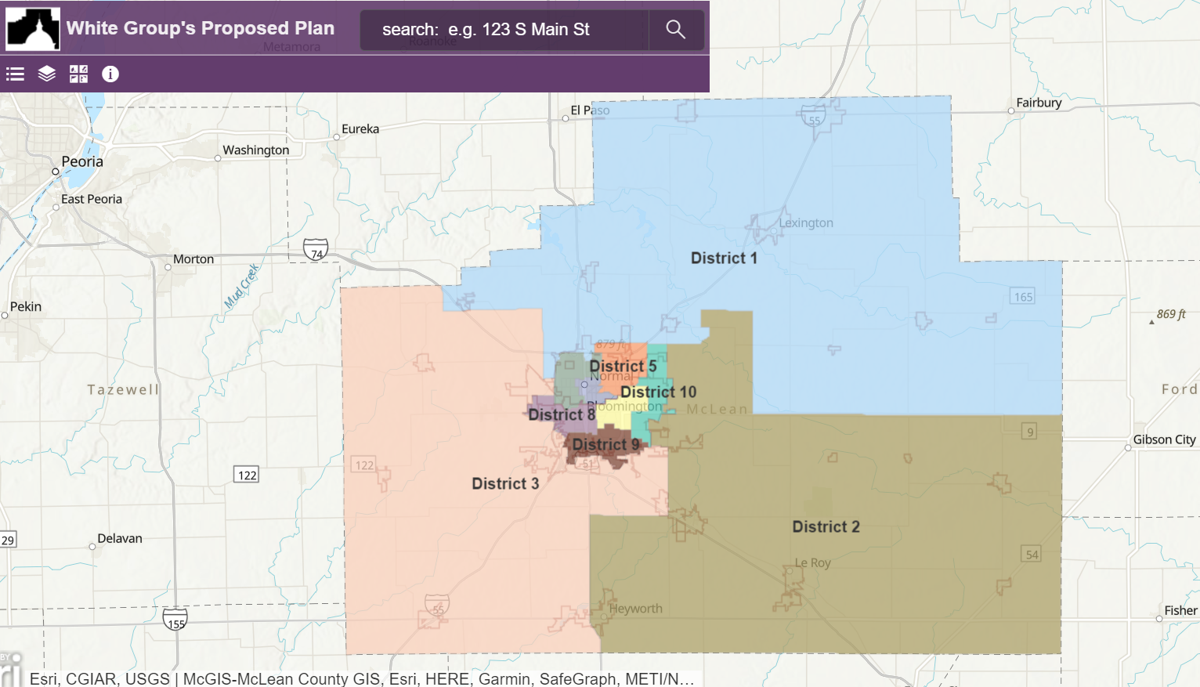 'White' group's proposed McLean County Board district map