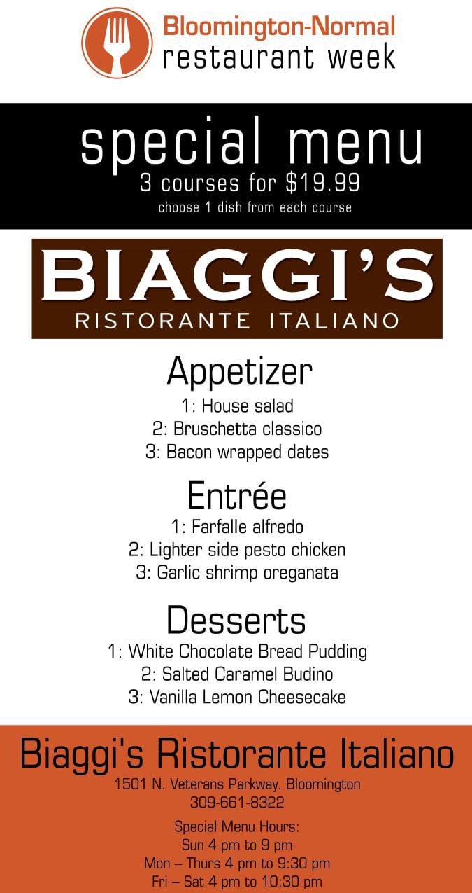 Biaggi's menu on sale
