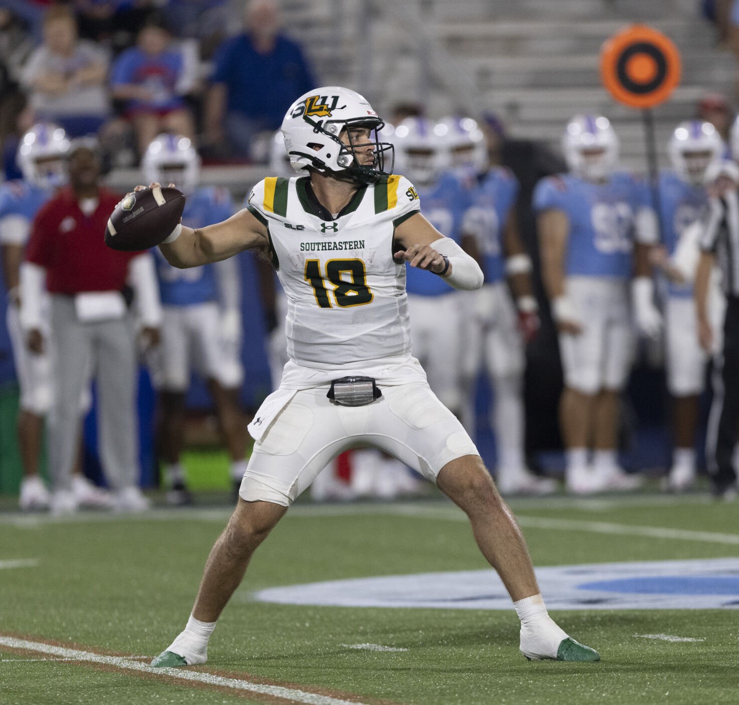 Carson Camp looks downfield