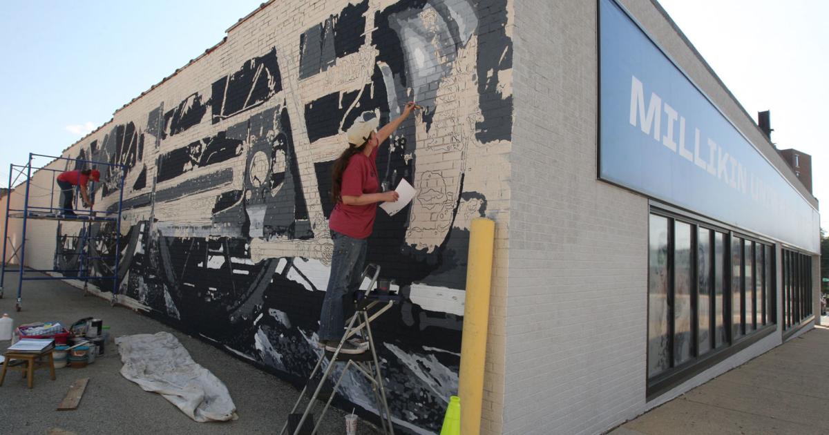 New Mural Decatur Square 5 questions with .. 2 Decatur artists working on the train mural ...