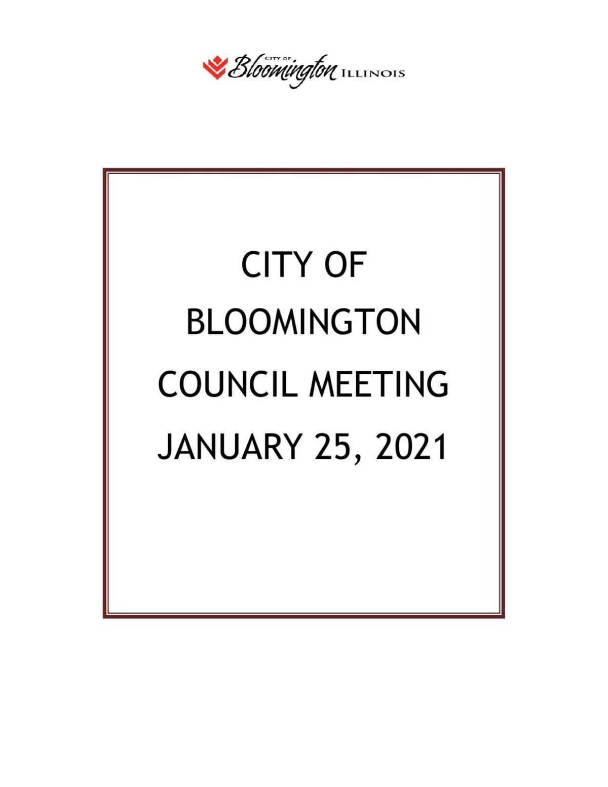 Bloomington City Council 1/25/21 agenda