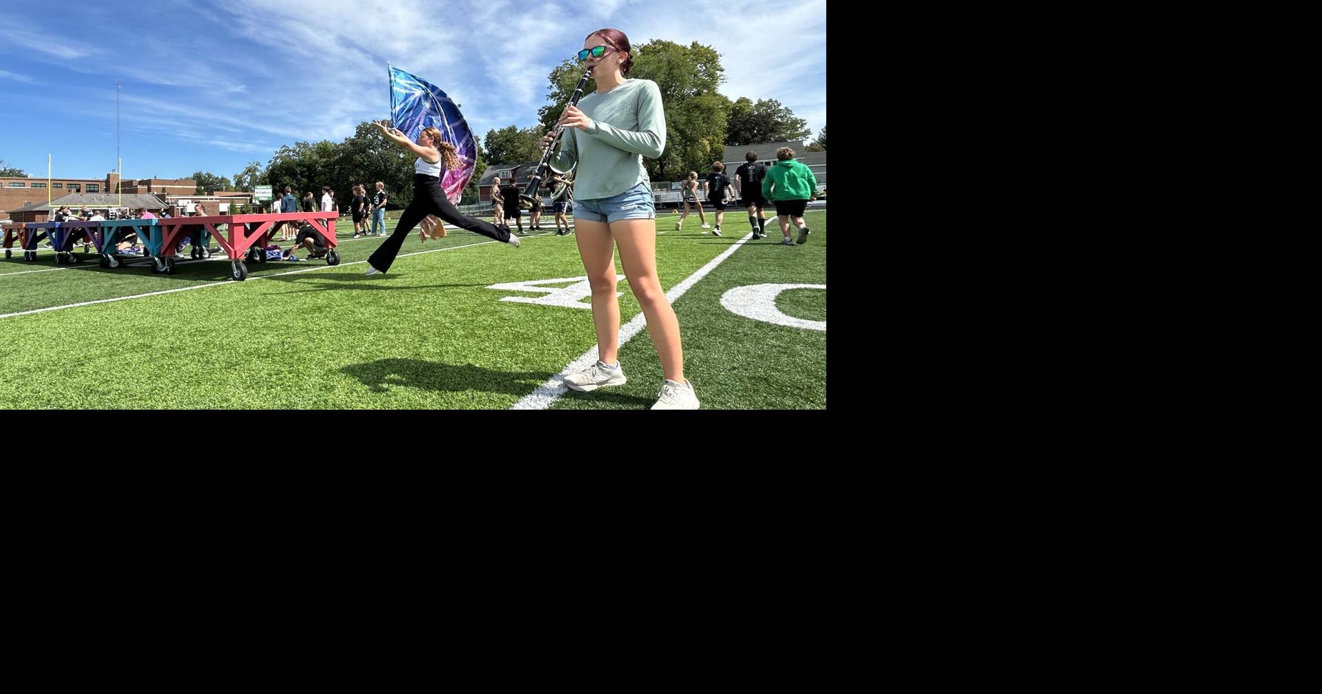 Eureka High School Marching Hornets rehearse at McCollum Field