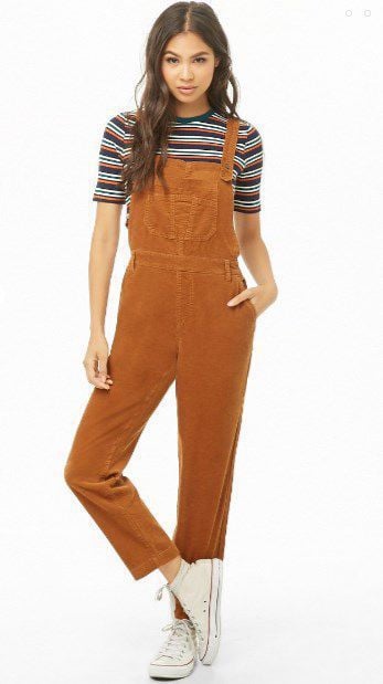 orange corduroy overalls