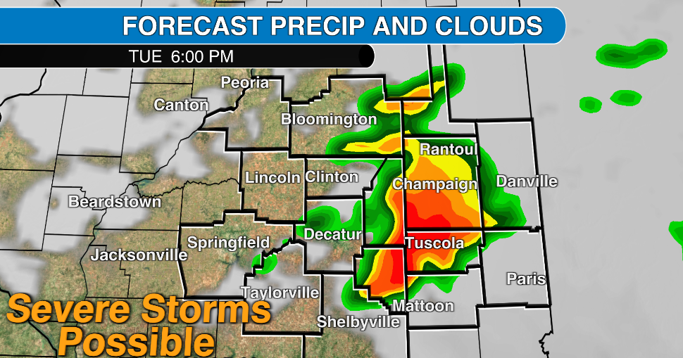 Severe storms and snow possible in central Illinois Tuesday