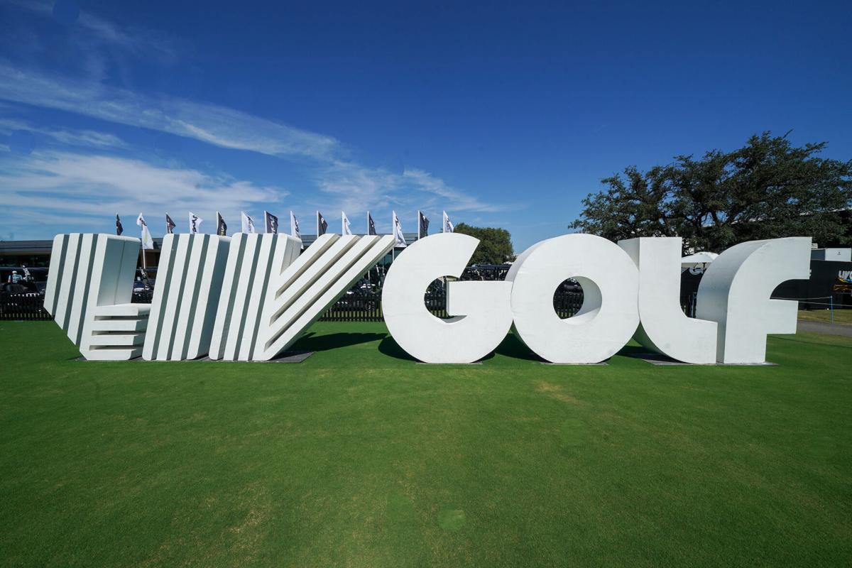 PGA Tour Commissioner Jay Monahan speaking at a podium regarding the future of professional golf.