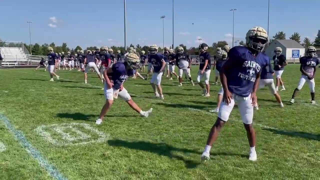 Saints stretch out before practice