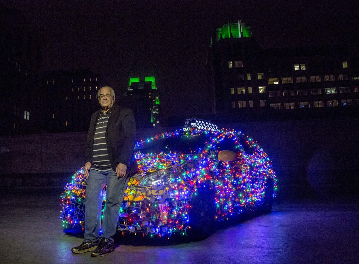 Cab driver decorates his taxi for holiday season