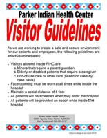 Visitor guidelines at Parker Indian Health Center