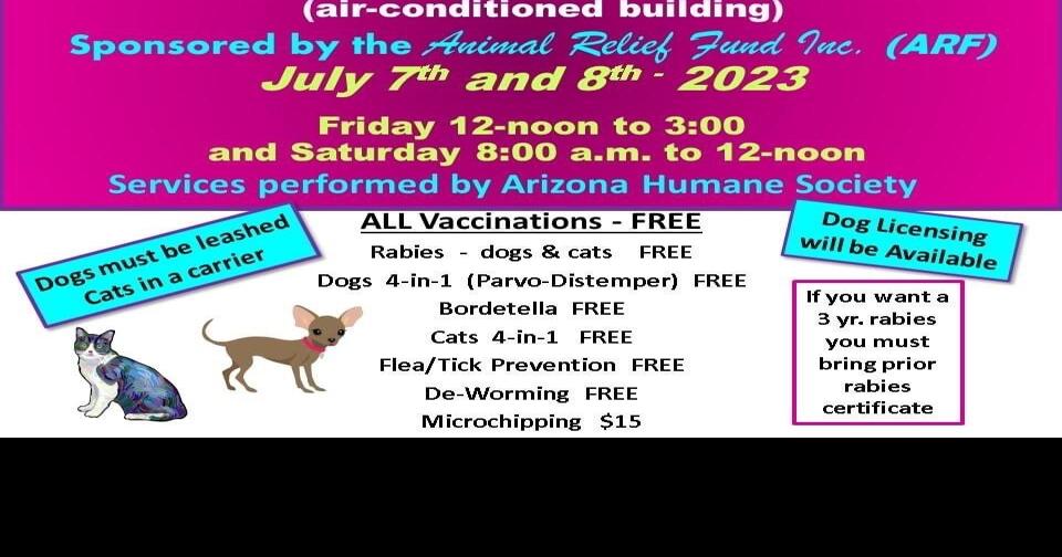 Free pet vaccination clinic July 7 and 8 News