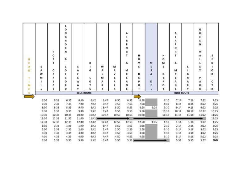 Beeline Bus New Blue Route Schedule Paysonroundup