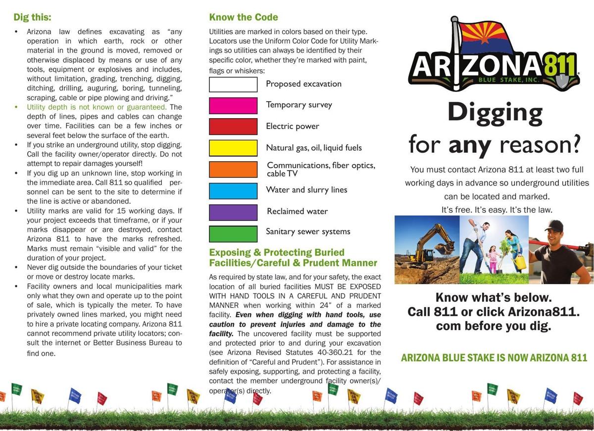 Arizona 811 - Know whats below. Call or Click before you dig.