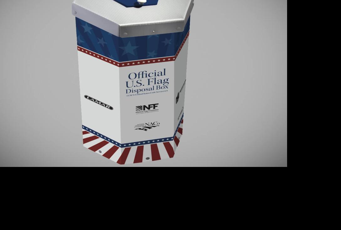 Flag disposal box at county building Government