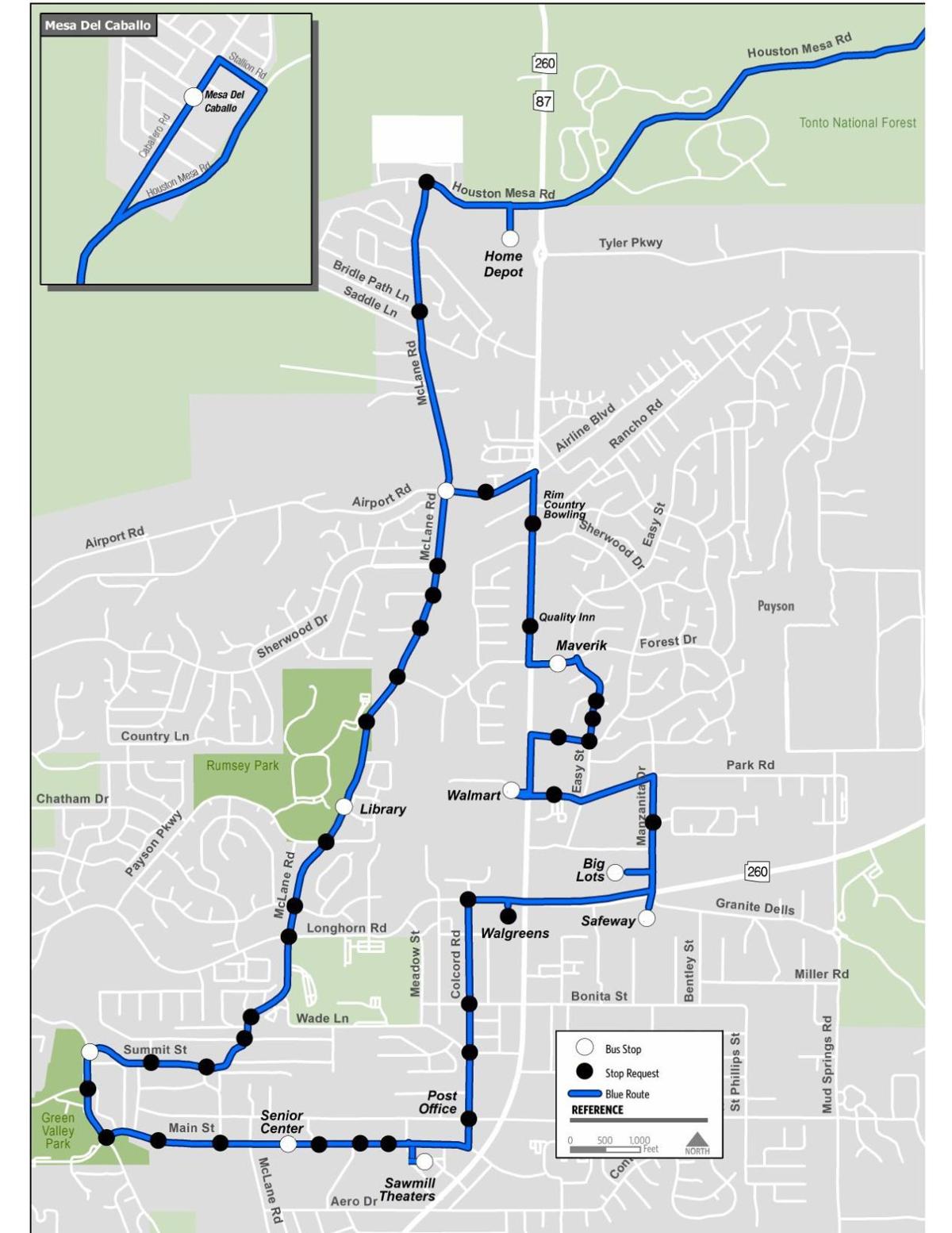 bee line bus map Beeline Bus New Blue Route Map Local News Paysonroundup Com bee line bus map