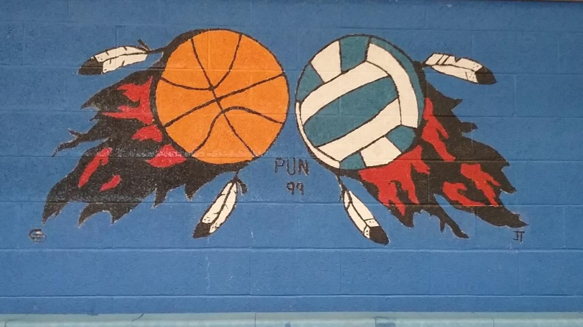 1. Drawing of basketballs  in the Tonto Apache Gym Photo by Marie Fasano.jpg