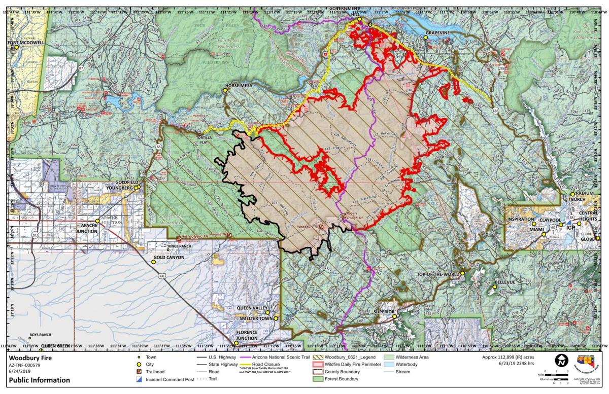 Woodbury Fire map morning update June 24