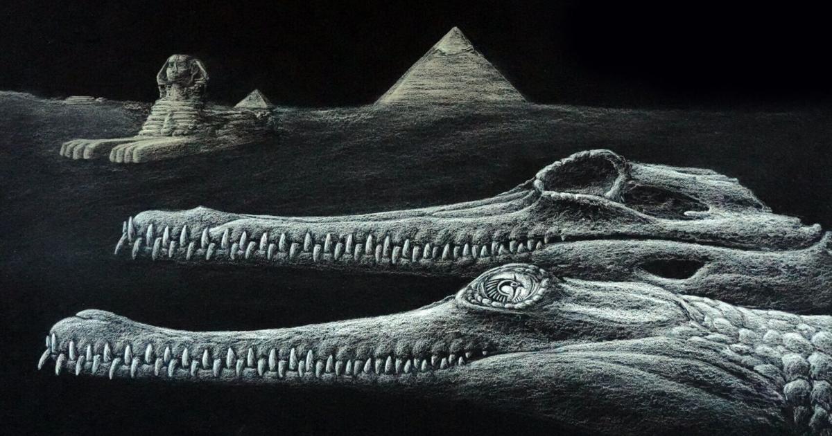 Fossilized Crocodile with Absent Snout Honors Egyptian Deity Fossilized Crocodile with Absent Snout Honors Egyptian Deity