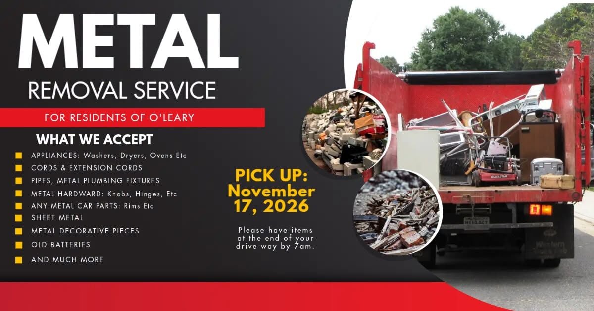 New metal removal service offered in O'Leary Oct 21, 2026 2 hrs ago