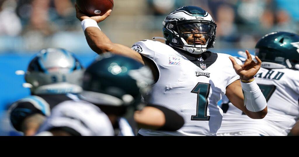 Hurts runs for 2 TDs, Eagles come back to top Panthers 21-18